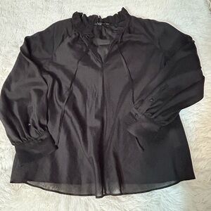 Banana Republic Black Ruffle Blouse